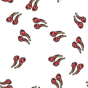 Mutton meat vector seamless pattern Stock Illustration