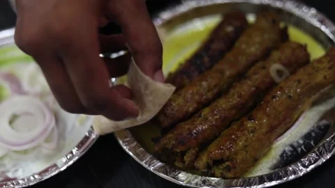 Mutton Seekh Kabab Stock Footage 131702421