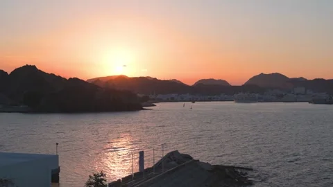Muttrah Corniche Sunset View in Muscat, Oman Stock Footage 296621748