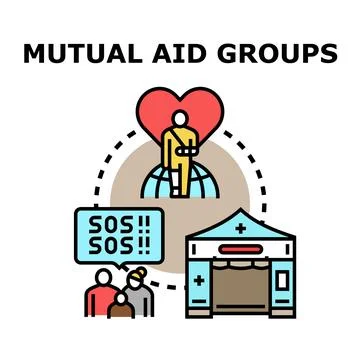 Mutual aid groups providing community support system Stock Illustration