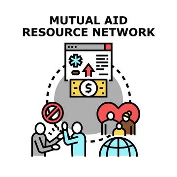 Mutual aid resource network providing community support and assistance Stock Illustration