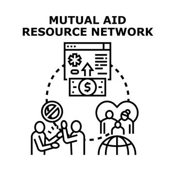Mutual aid resource network providing community support and assistance Stock Illustration