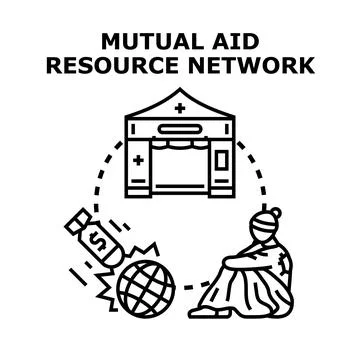 Mutual aid resource network supporting community and individuals Stock Illustration