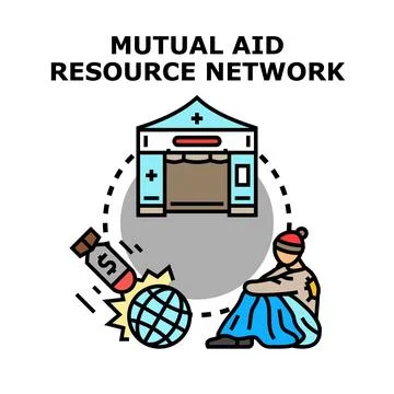 Mutual aid resource network supporting community and individuals Stock Illustration