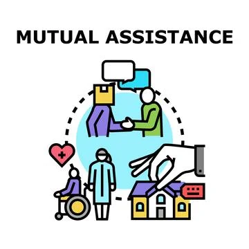 Mutual assistance concept providing help and support Stock Illustration