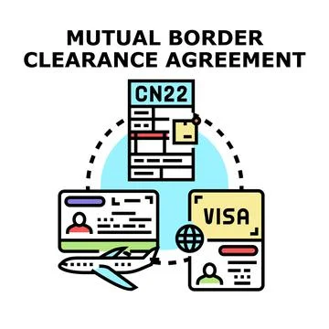 Mutual border clearance agreement document process Stock Illustration