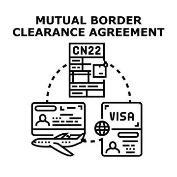Mutual border clearance agreement document process Stock Illustration