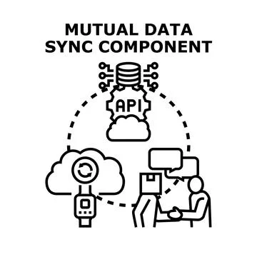 Mutual data sync component connecting cloud api Illustrazione stock