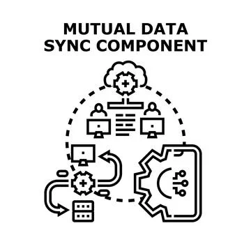 Mutual data synchronizing component for cloud network processing Illustrazione stock