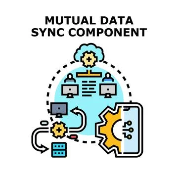 Mutual data synchronizing component for cloud network processing Illustrazione stock