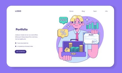 Mutual fund web banner or landing page. Investment fund, asset portfolio Stock Illustration