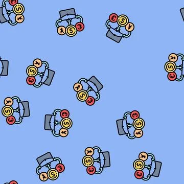 Mutual funds financial advisor vector seamless pattern Stock Illustration