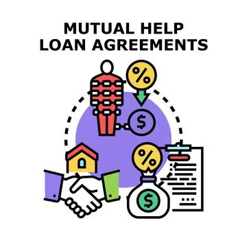 Mutual help loan agreements vector concept illustration Stock Illustration