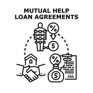Mutual help loan agreements vector concept illustration Stock Illustration