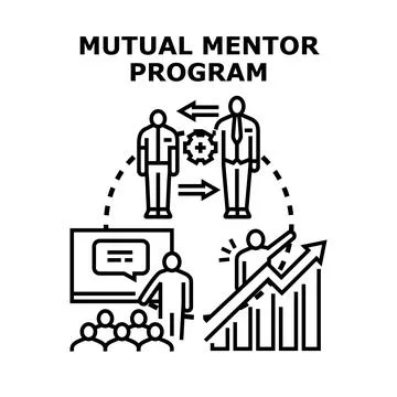 Mutual mentoring program supporting professional growth Illustrazione stock