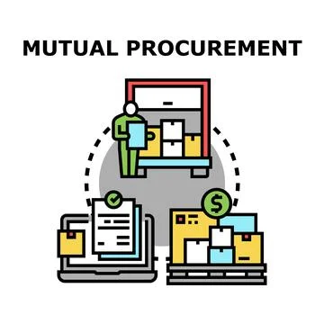 Mutual procurement acquiring goods supply management process Stock Illustration
