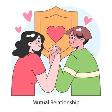 Mutual relationship. Healthy, harmonious bond between young man and woman. Stock Illustration
