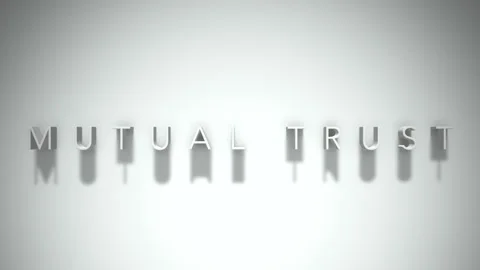 Mutual trust 3D title animation white text on a white background Video stock 299370645