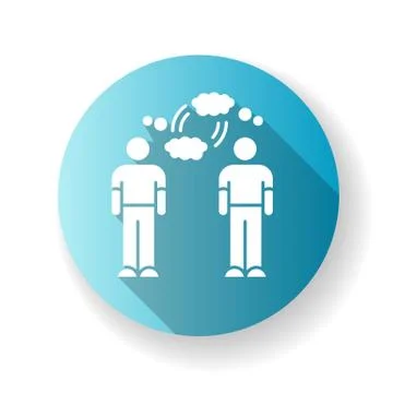 Mutual understanding blue flat design long shadow glyph icon. Psychological c Stock Illustration
