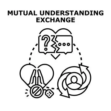 Mutual understanding exchange concept with communication and resolution Stock Illustration