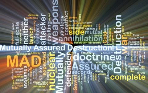 Mutually assured destruction MAD background concept glowing Illustrazione stock