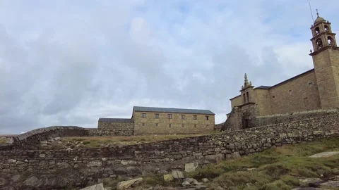 Muxia, Spain - Jun 24, 2022: Basilica Virxe da Barca, Virgen de la Barca Stock Footage 201102725