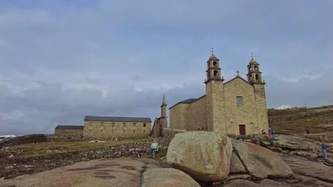 Muxia, Spain - Jun 24, 2022: Basilica Virxe da Barca, Virgen de la Barca Stock Footage 201102884