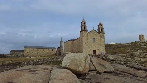 Muxia, Spain - Jun 24, 2022: Basilica Virxe da Barca, Virgen de la Barca Stock Footage 201366607