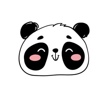 The muzzle of cute panda. Vector illustration hand drawn style, funny animal Stock Illustration