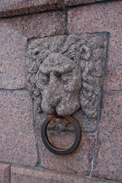 Muzzle of lion of granite Foto stock