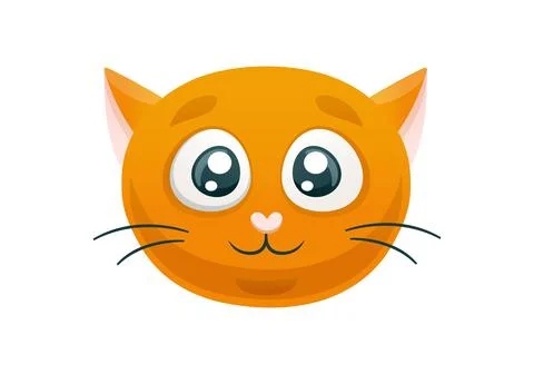 Muzzle of the Orange Cat. Cartoon Kitten Head. Pet from the cat family smil.. Stock Illustration