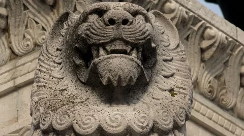 Muzzle stone lion. 4K. 스톡 동영상 55457171