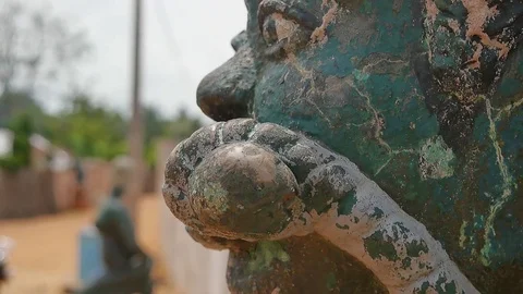 Muzzled slave door keeper in Ouidah Stock Footage 81107030