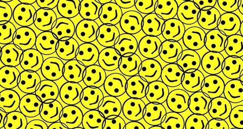 Muzzles seamless pattern on a yellow background. Stock Illustration
