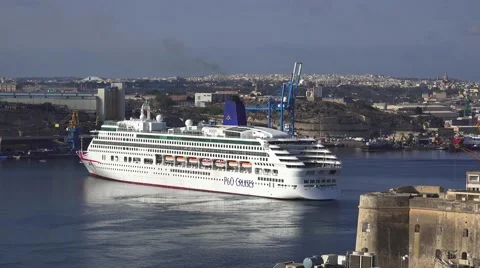 MV AURORA DOCKING MALTA Stock Footage 67506377
