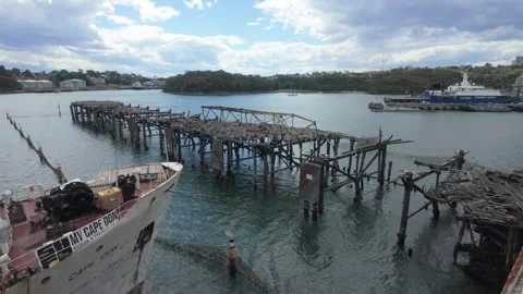 MV Cape Don and Balls Head Coal Loader, Sydney, Australia Stock Footage 320847503
