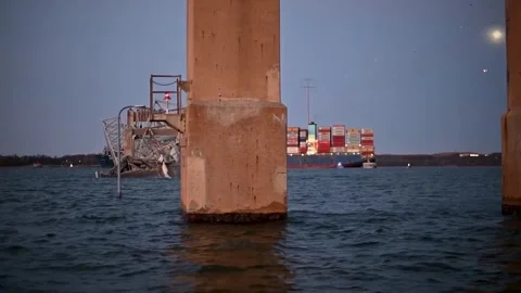 M/V Dali container ship collision with Francis Scott Key Bridge Stock Footage 272427668