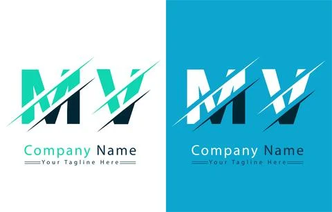 MV Letter Logo Vector Design Concept Elements 库存插图