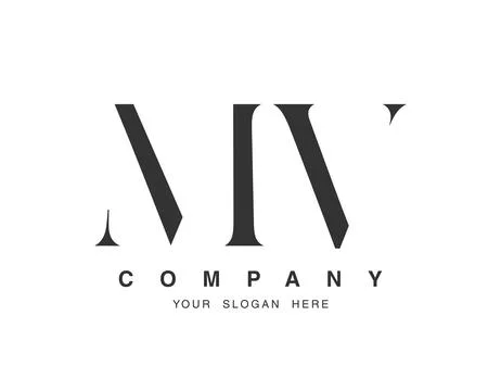 MV logo design. Initial letter m and v serif font style. Creative classic c.. Stock Illustration