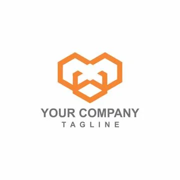 MV, MU, VM, UM initials geometric orange hive bee shape logo and vector icon Stock Illustration