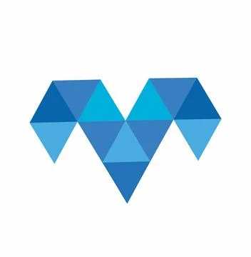M,v, mv, vm initials triangle Blue diamond vector illustration and logo Stock Illustration