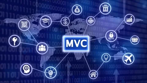 Mvc architectural pattern concept animation with global networking symbols .. Stock Footage 327759680