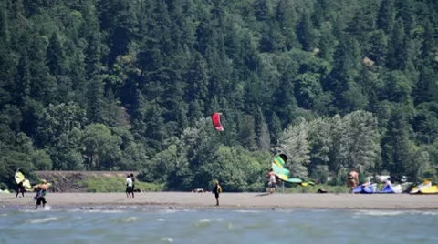 MVI 0326-various shots of activity on sandbar-quick pan Stock Footage 8955499