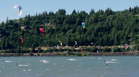 MVI 0501-static shot of riders out on river Stock Footage 8955255