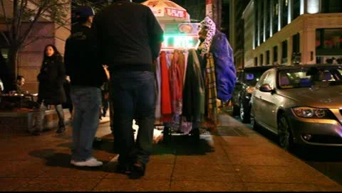 MVI 2692 NYC Time Square Vendor Cart 01 Stock Footage 9824940