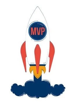 MVP startup rocket launch 2D doodle object Stock Illustration
