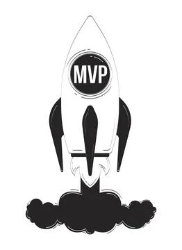 MVP startup rocket launch doodle linear object Stock Illustration