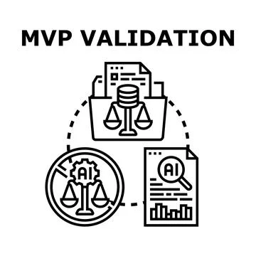 Mvp validation process with ai data analysis and ethical scrutiny 库存插图