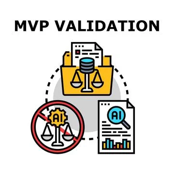 Mvp validation process with ai data analysis and ethical scrutiny 库存插图