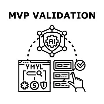 Mvp validation process with ai system and user feedback Stock Illustration